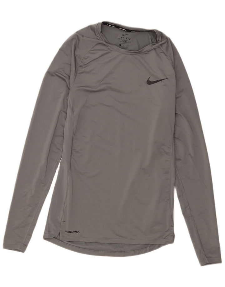 Nike Muška uska majica dugih rukava, veliki sivi poliester