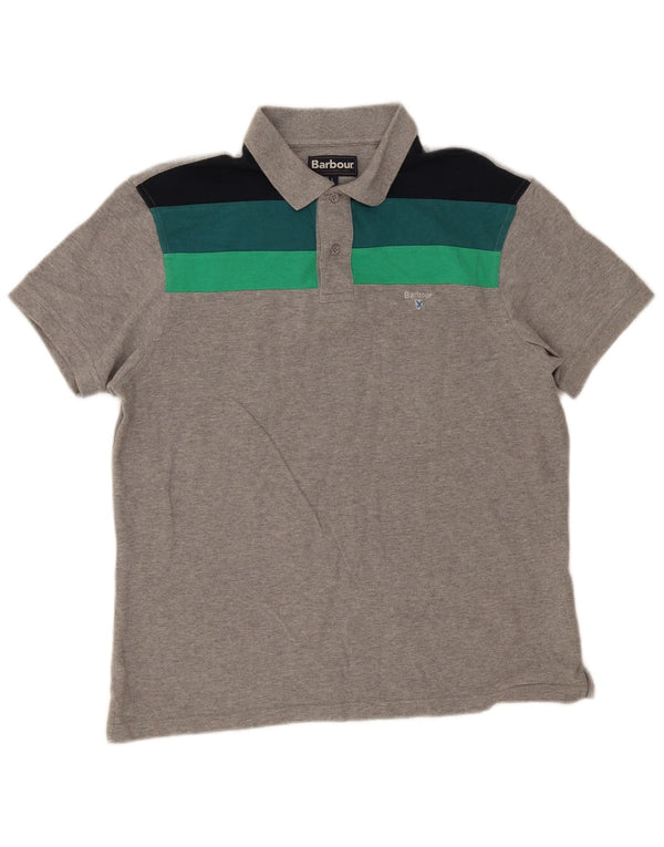 Barbour muška polo majica Large Grey Colourblock Pamuk