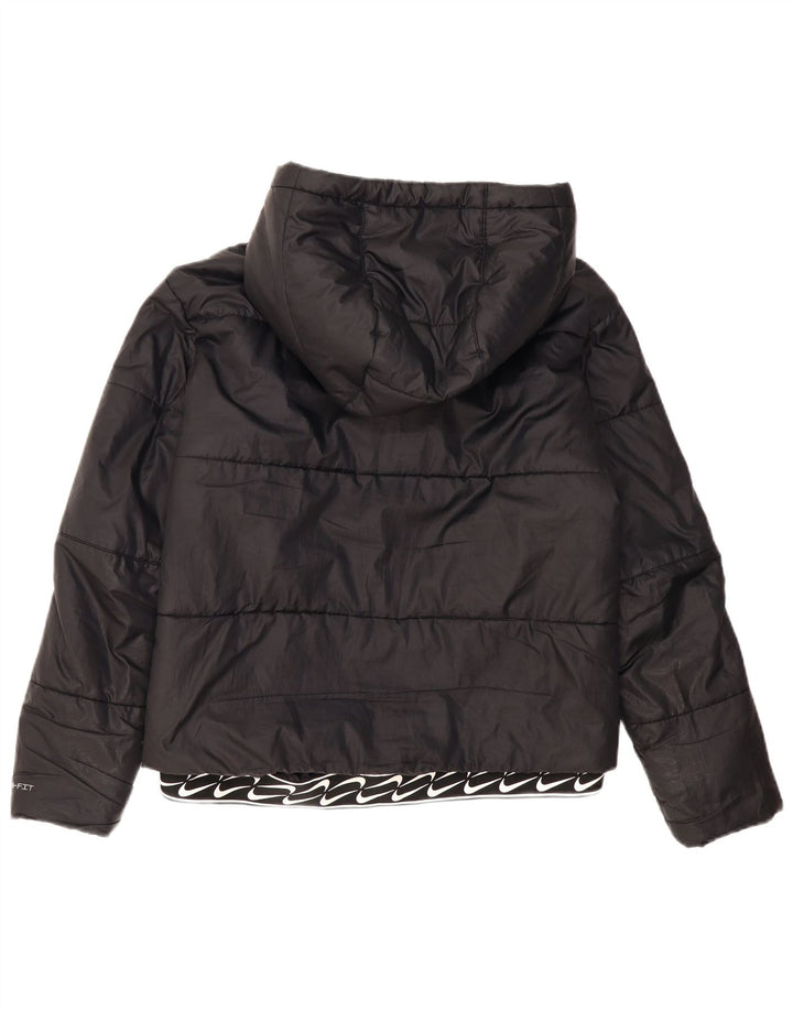 NIKE Womens Therma-Fit Hooded Padded Jacket UK 14 Medium Black Polyester Vintage Nike and Second-Hand Nike from Messina Hembry 