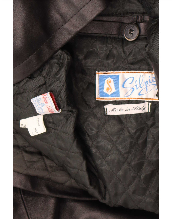 Vintage muška kožna jakna IT 54 2XL crna koža