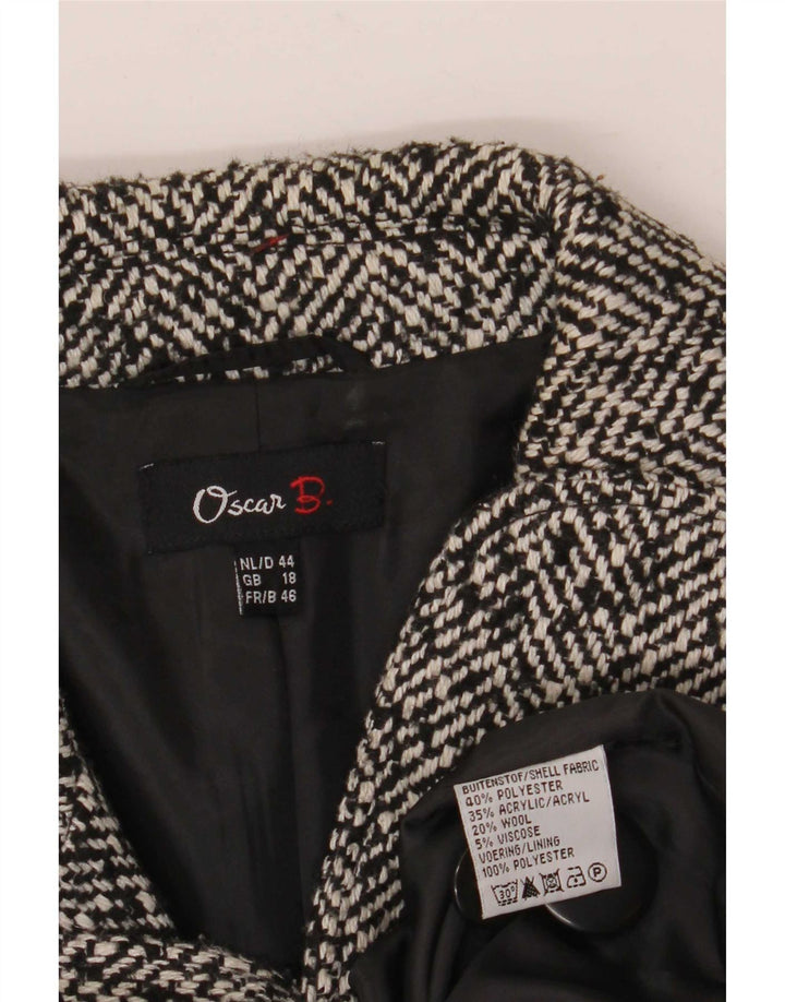 Oscar B Ženska jakna sako s 3 gumba UK 18 XL crni Chevron poliester