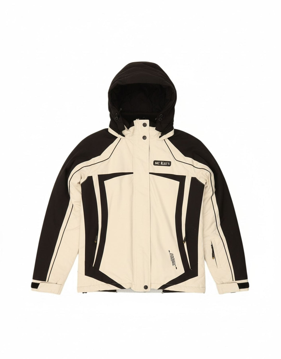 MC KEE'S Womens Hooded Rain Jacket IT 42 Medium White Colourblock Vintage MC Kee's and Second-Hand MC Kee's from Messina Hembry 