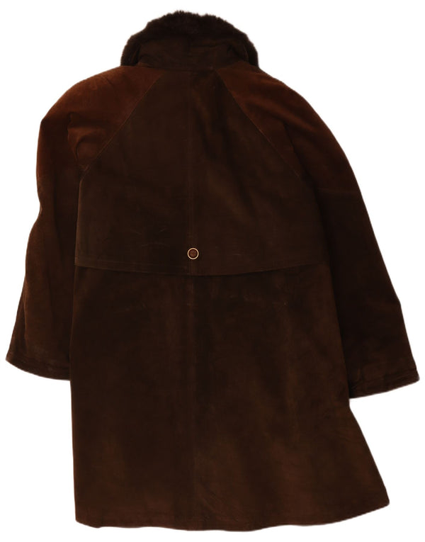 Vintage Womens Suede Oversized Overcoat IT 44 Medium Brown Leather