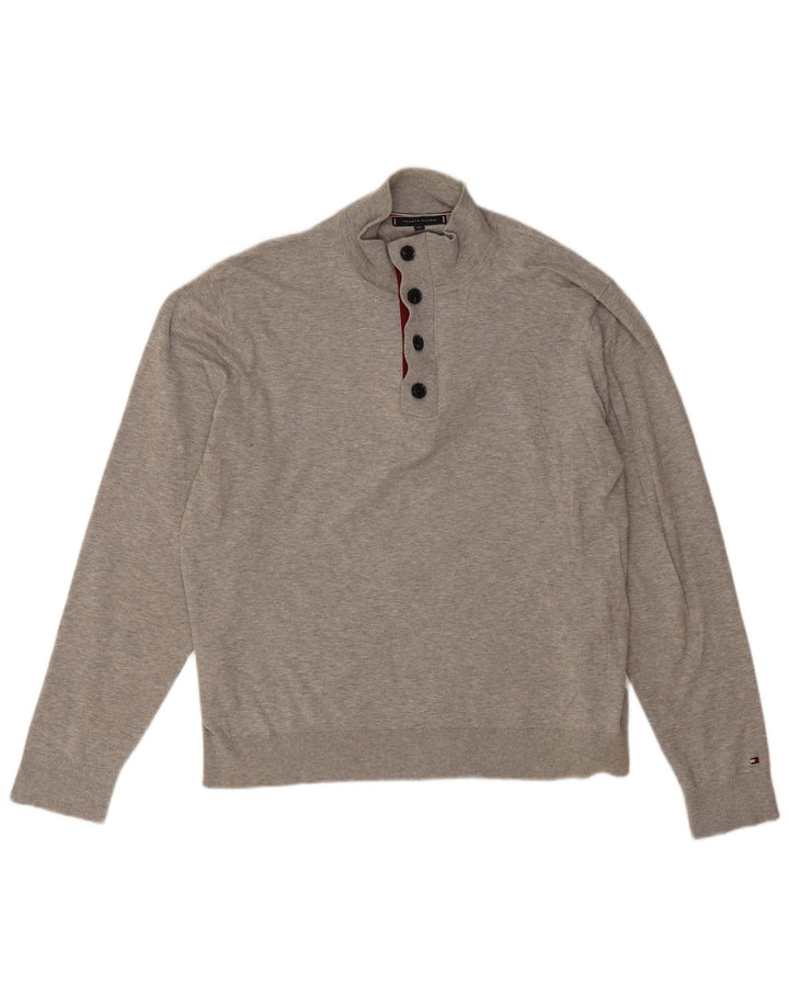 Tommy Hilfiger muški džemper s dugmadima i ovratnikom 2XL sivi pamuk