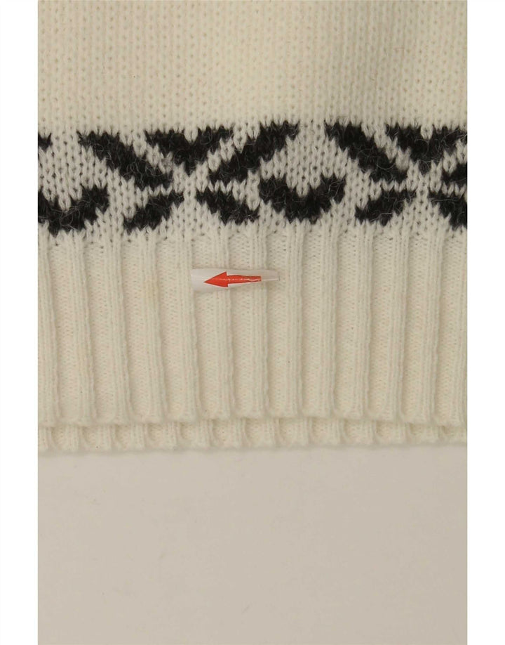 Vintage muški džemper s okruglim izrezom Srednje bijeli Fair Isle