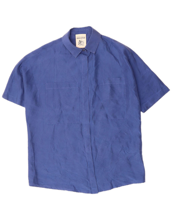 SEMICOUTURE Ženska košulja kratkih rukava UK 18 XL plava svila