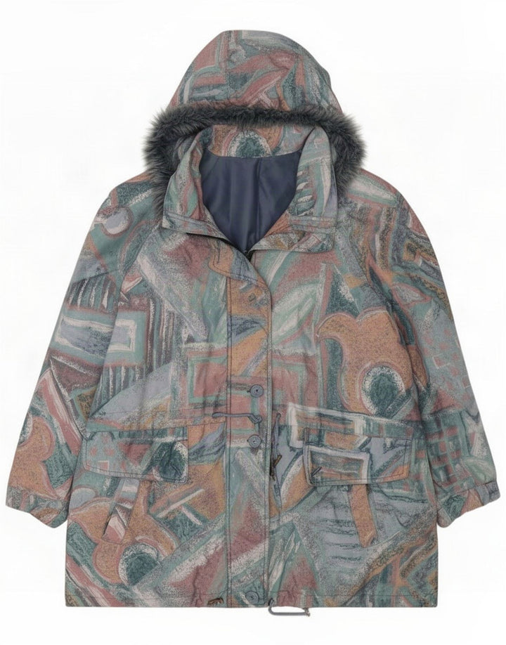 Vintage ženska jakna vjetrovka s apstraktnim uzorkom UK 16 Large Multicoloure