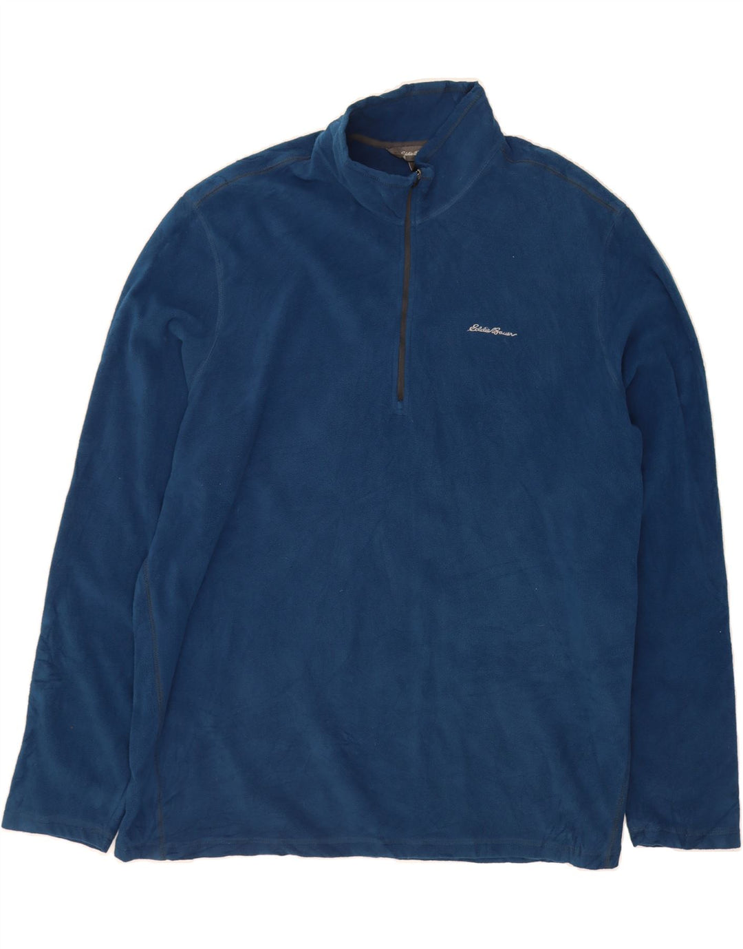 EDDIE BAUER Mens Tall Zip Neck Fleece Jumper 2XL Navy Blue Polyester Vintage Eddie Bauer and Second-Hand Eddie Bauer from Messina Hembry 