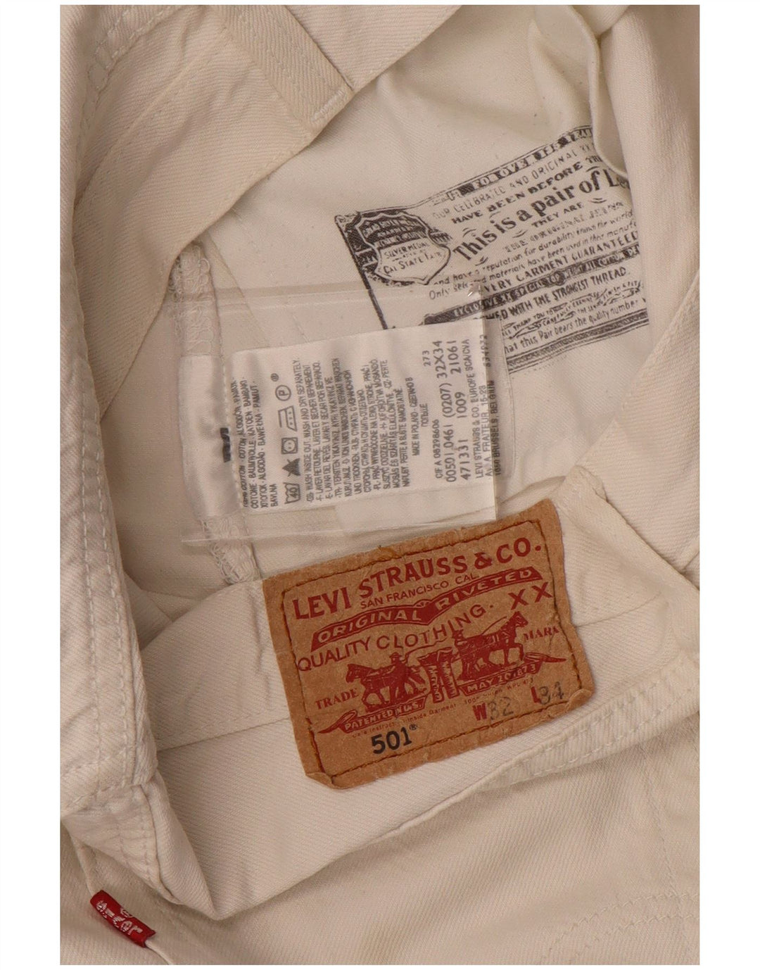 Levi's muške 501 ravne traperice W32 L26 bijeli pamuk