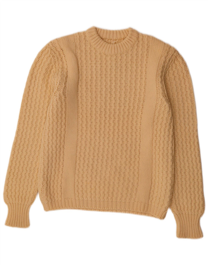 VINTAGE ženski džemper s okruglim izrezom UK 14 Srednje bež