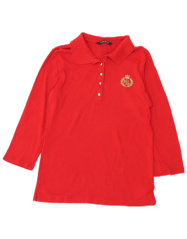 Ženska polo majica Ralph Lauren 3/4 rukava UK 12 srednje crvena pamuk