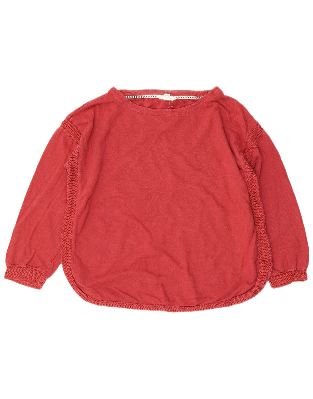 WHITE STUFF Womens Long Sleeve Blouse Top UK 14 Medium Red Cotton