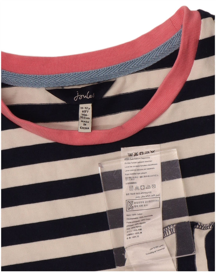 JOULES Majica kratkih rukava za djevojčice 11-12 godina, tamnoplava pamučna prugasta haljina