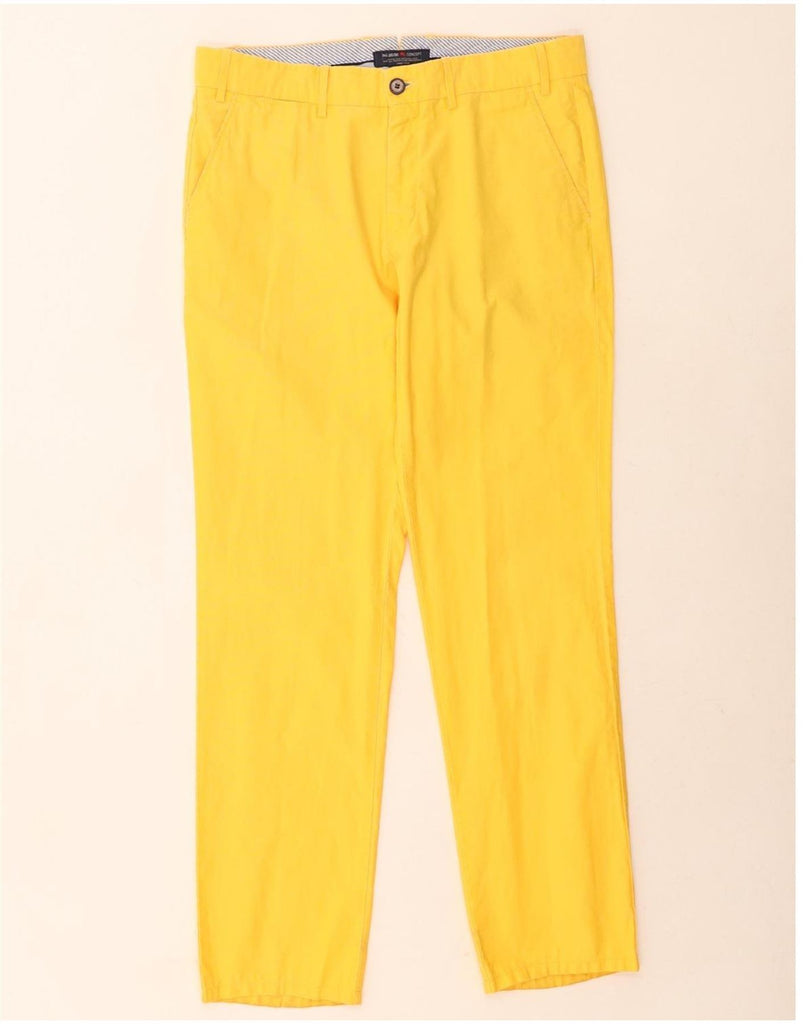 PAL ZILERI Mens Straight Chino Trousers W33 L32 Yellow Cotton Vintage Pal Zileri and Second-Hand Pal Zileri from Messina Hembry 