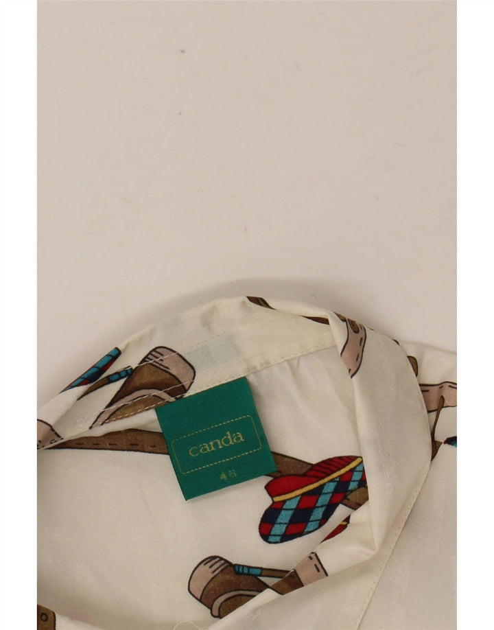 CANDA Ženska košulja s apstraktnim uzorkom IT 46 Veliki bijeli poliester