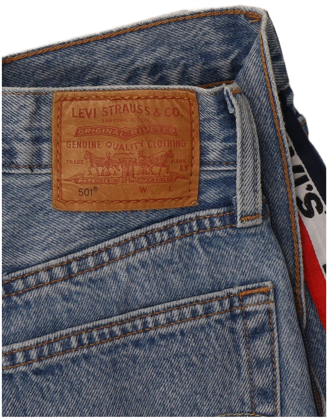 LEVI'S Ženske 501 Graphic Straight Jeans W28 L27 Plave
