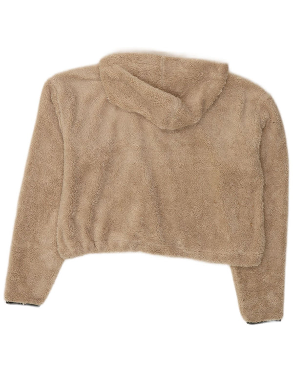 Topshop veliki ženski džemper od flisa s kapuljačom i izrezom s patentnim zatvaračem UK 8 Small Beige