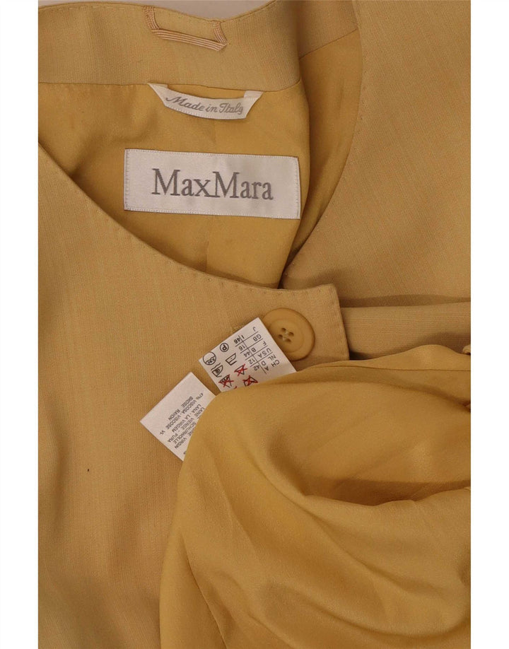 Max Mara ženska duga jakna s jednim gumbom UK 16 velika žuta