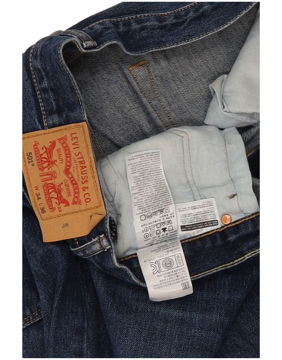 Levi's muške 501 ravne traperice W34 L36 plavi pamuk