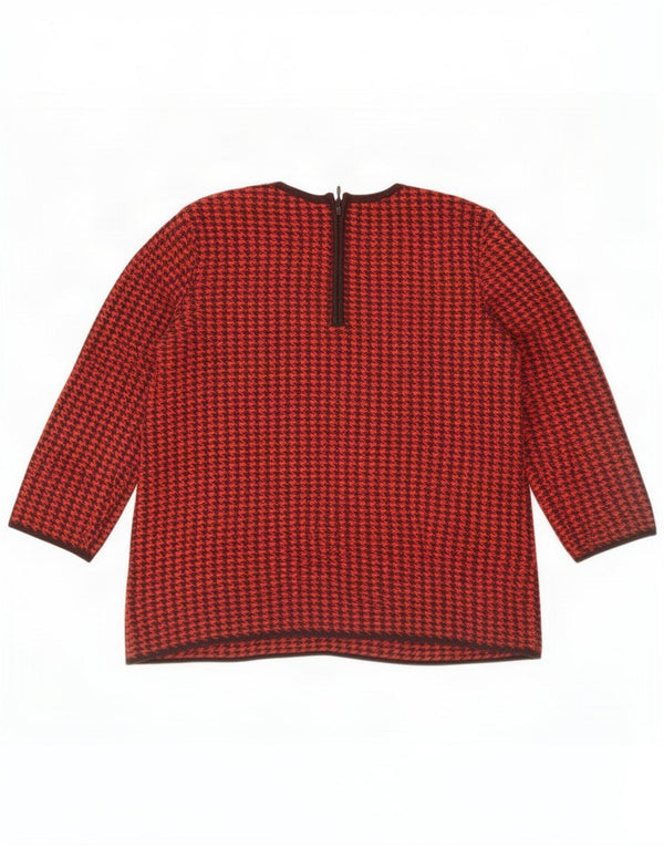 Hobbs Womens Boat Neck Jumper Sweater UK 14 Medium Red Houndstooth