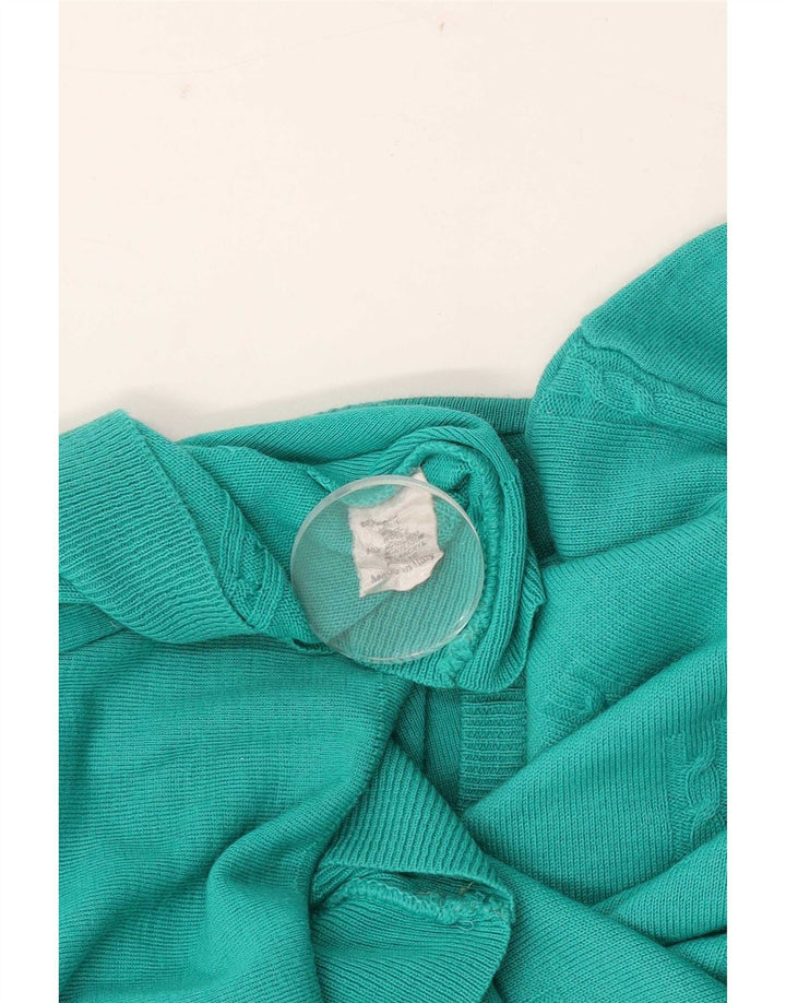 Vintage muški džemper s V-izrezom Veliki tirkizni vuneni
