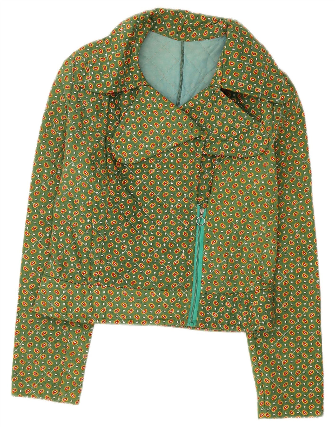 Vintage ženska bomber jakna UK 8 Small Green Paisley