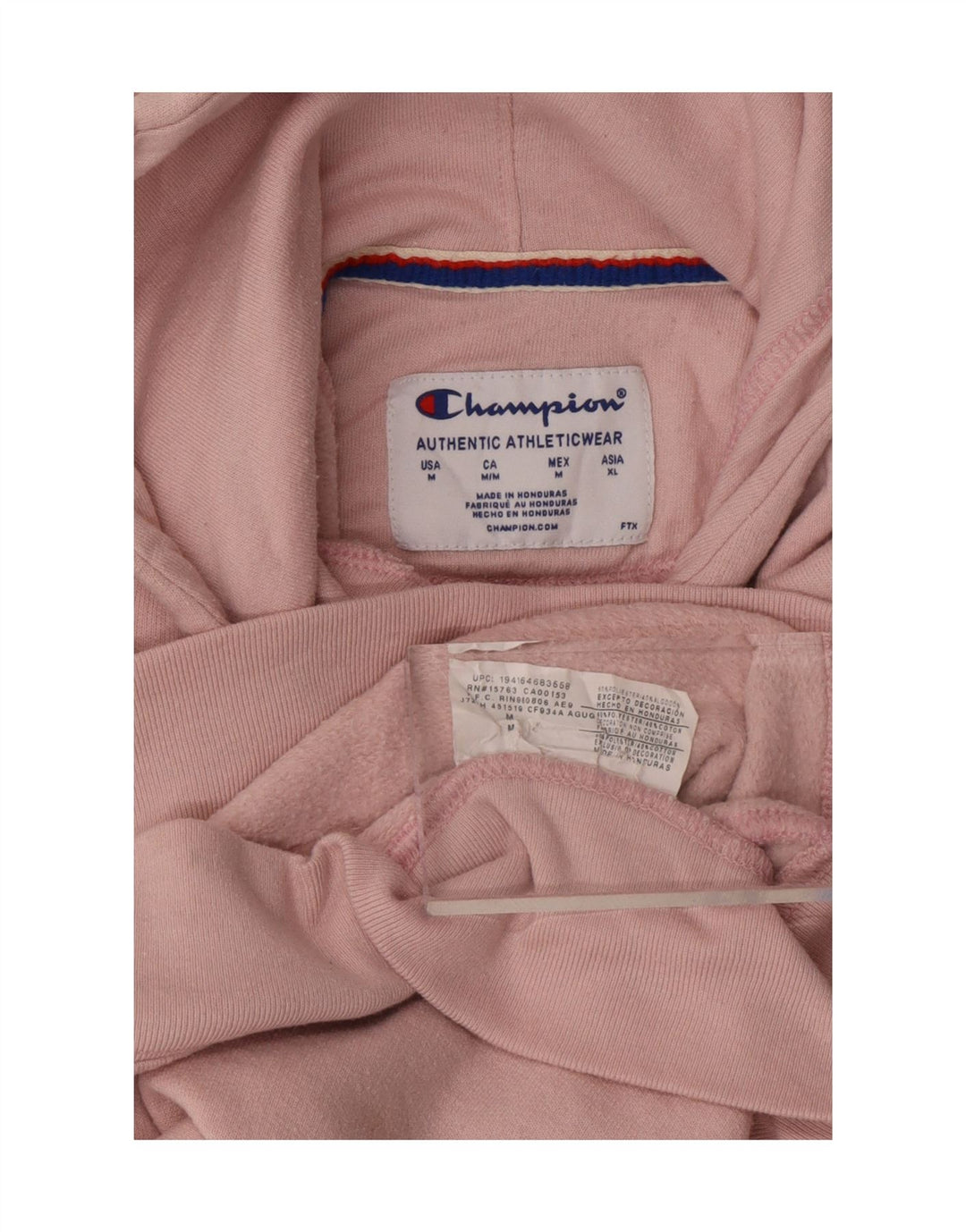 CHAMPION Womens Graphic Hoodie Jumper UK 14 Medium Pink Polyester Vintage Champion and Second-Hand Champion from Messina Hembry 