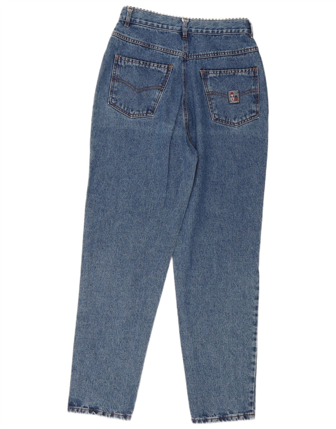 Vintage ženske sužene traperice visokog struka W32 L30 plavi pamuk