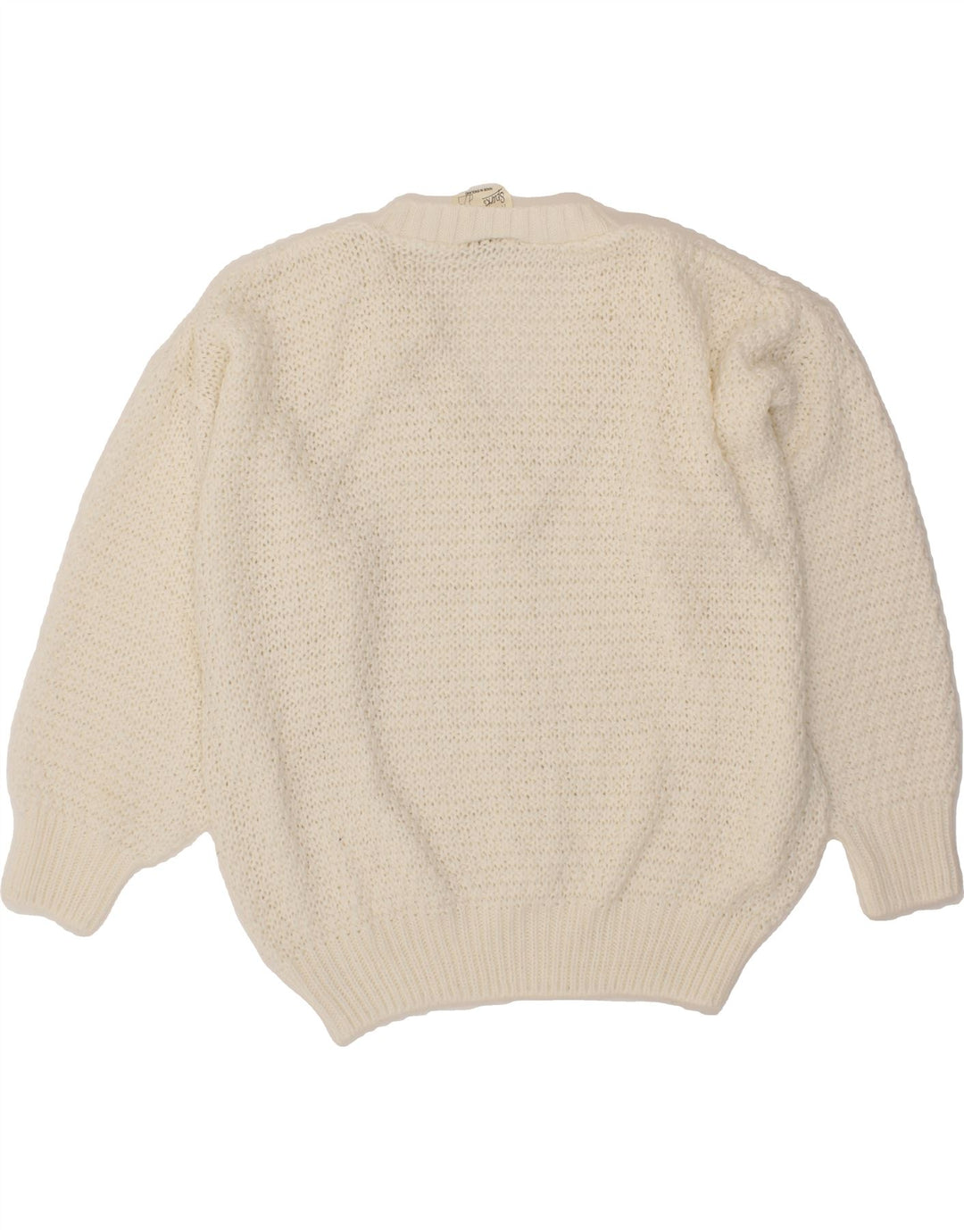 VINTAGE Womens Oversized V-Neck Jumper Sweater IT 42/44 Medium Off White Vintage Vintage and Second-Hand Vintage from Messina Hembry 