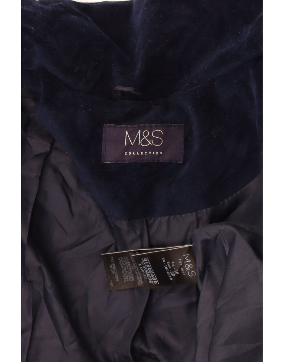 Marks & Spencer ženska prevelika podstavljena jakna od velura UK 10 Mala tamnoplava