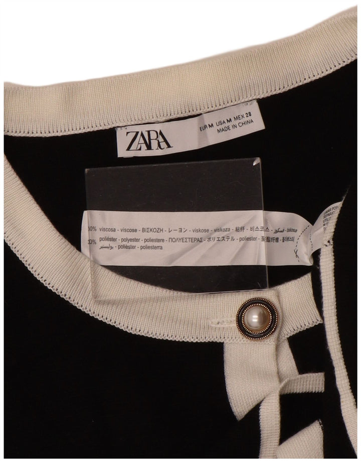 Zara ženski kardigan pulover UK 12 Srednji crni poliester