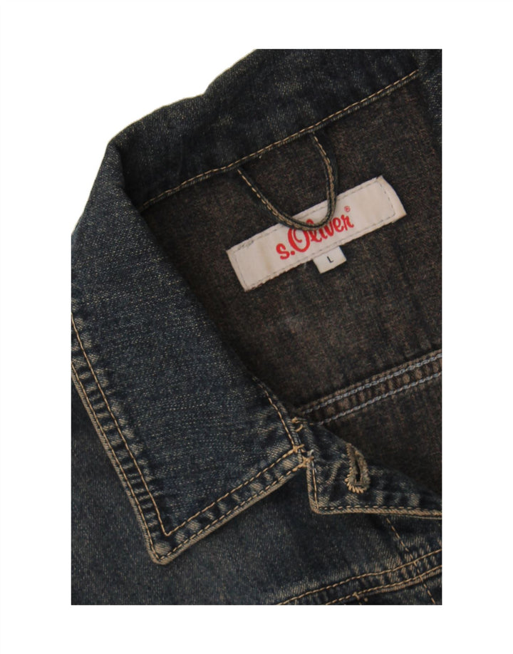 S.OLIVER Womens Denim Jacket UK 14 Large Navy Blue Cotton Vintage S.Oliver and Second-Hand S.Oliver from Messina Hembry 