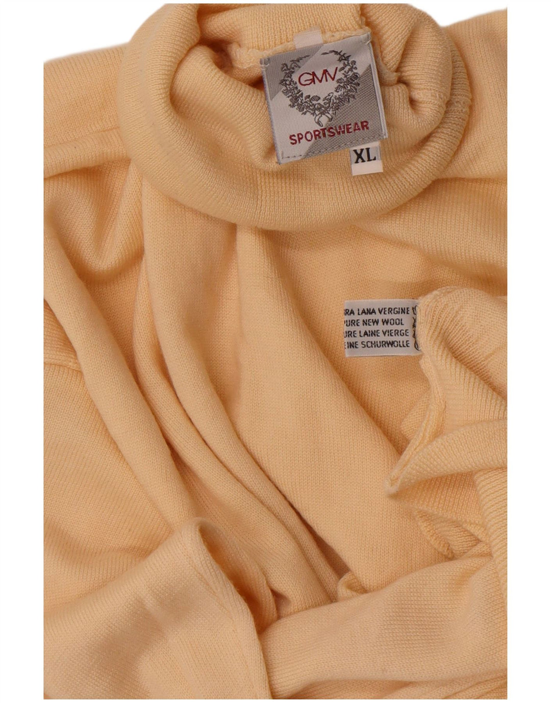 Vintage muški pulover s rol izrezom XL bež vune