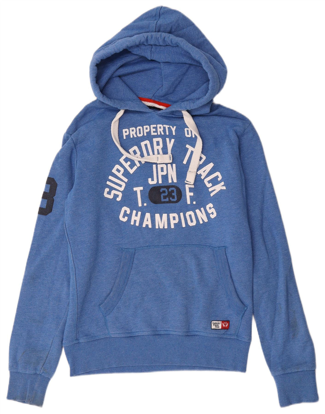 Superdry muška majica s kapuljačom s kapuljačom srednje plavi pamuk