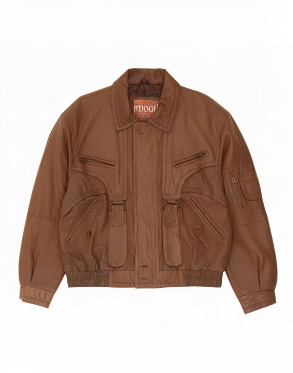 Vintage muška kožna jakna IT 52 XL smeđa