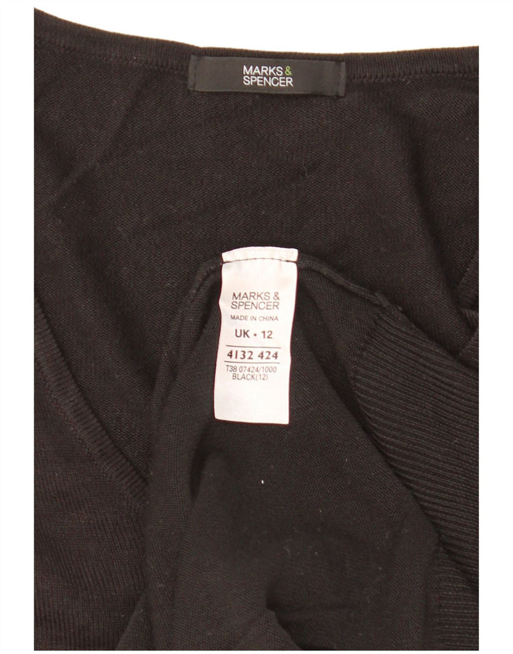 Marks & Spencer ženski džemper s V-izrezom UK 12 Srednje crni akril
