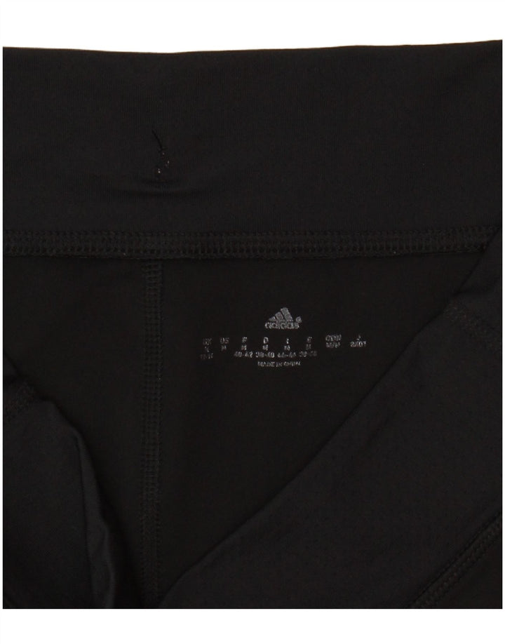 ADIDAS Womens Crop Leggings UK 12/14 Medium  Black Polyester