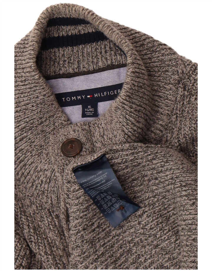 Tommy Hilfiger muški džemper s dugmadima i ovratnikom XL sivi pamuk