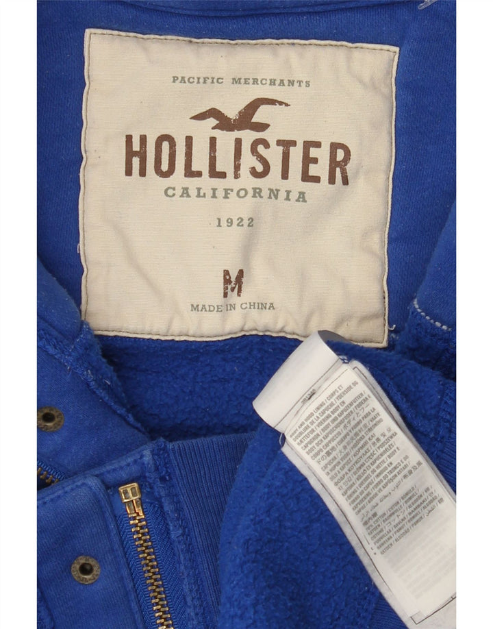 HOLLISTER Muški pulover s kapuljačom na patentni zatvarač srednje plavi pamuk