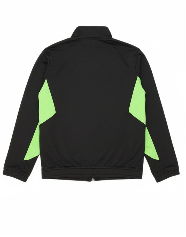 ADIDAS Boys Tracksuit Top Jacket 9-10 Years Black Colourblock Polyester