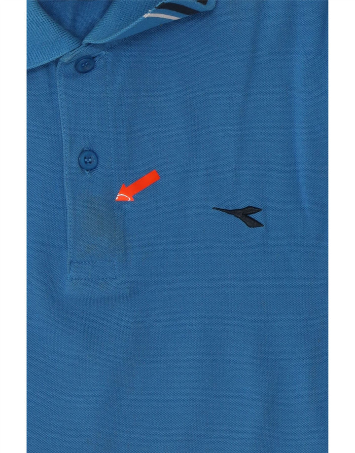 DIADORA Mens Polo Shirt Medium Blue Cotton Vintage Diadora and Second-Hand Diadora from Messina Hembry 