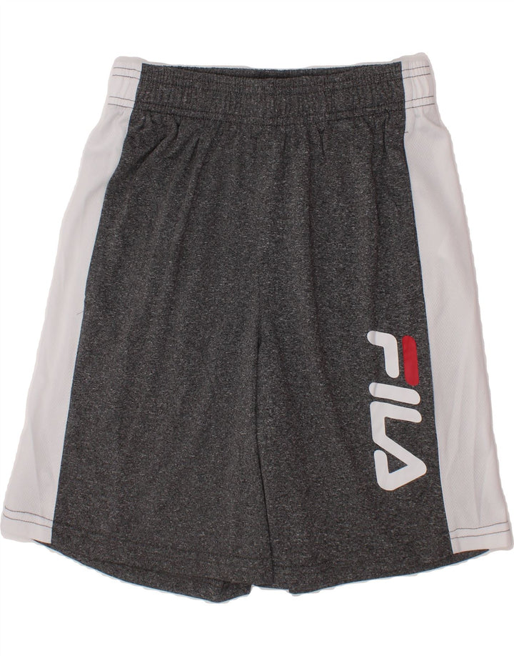 FILA Boys Graphic Sport Shorts 10-11 Years Medium  Grey Colourblock Vintage Fila and Second-Hand Fila from Messina Hembry 