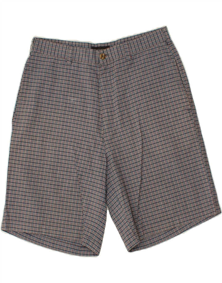 VINTAGE muške chino kratke hlače W32 srednje sivi karirani pamuk