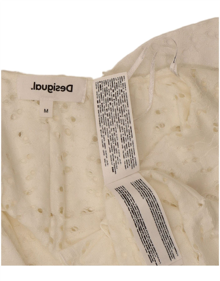 Desigual ženska asimetrična košulja bluza UK 12 Srednje bijeli pamuk