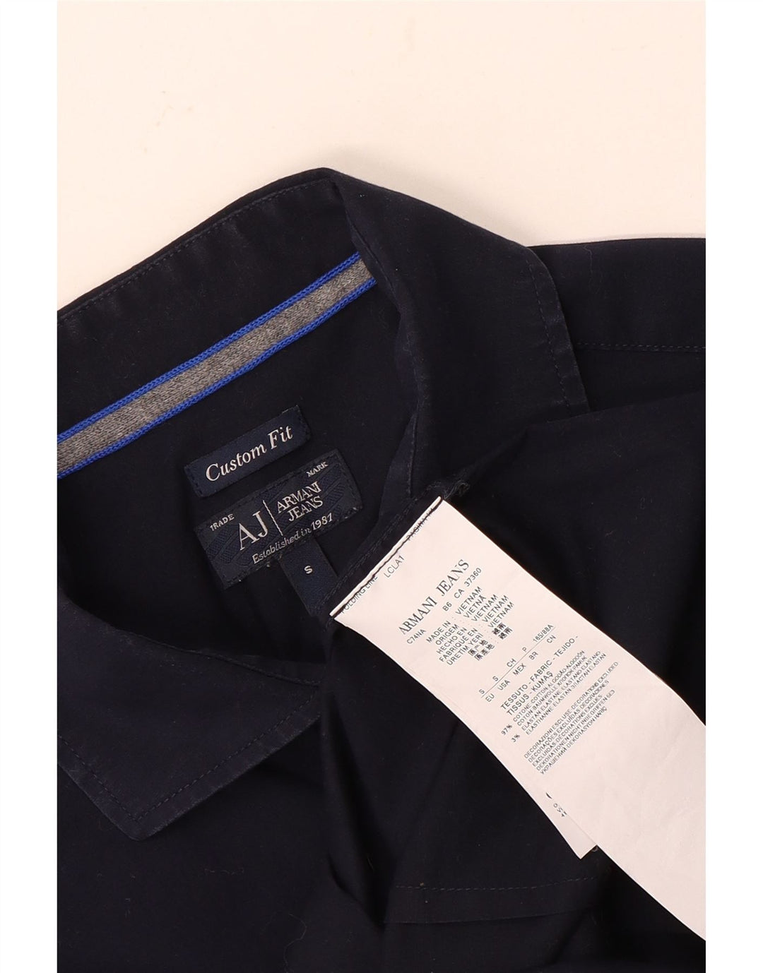 Armani Jeans muška košulja prilagođenog kroja Mala tamnoplava pamučna