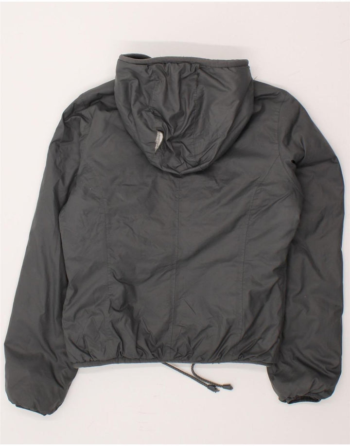 K-WAY Girls Hooded Windbreaker Jacket 7-8 Years Grey Polyamide Vintage K-Way and Second-Hand K-Way from Messina Hembry 