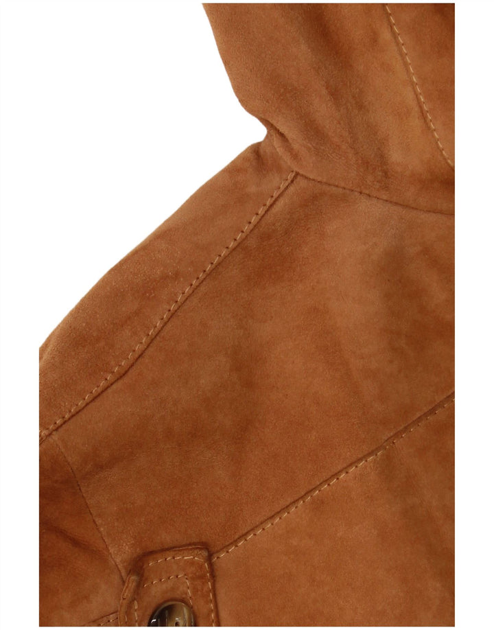 VINTAGE Ženska jakna od brušene kože s 3 gumba IT 42 Srednje smeđa