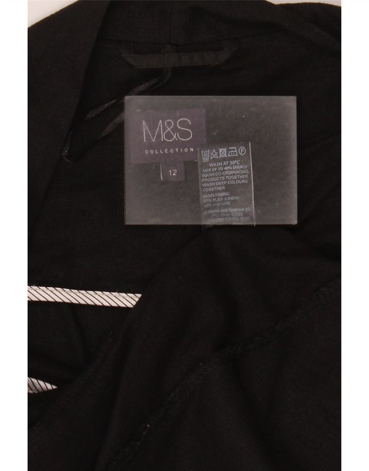 Marks & Spencer ženska jakna s otvorenim sakoom UK 12 Srednje crno platno