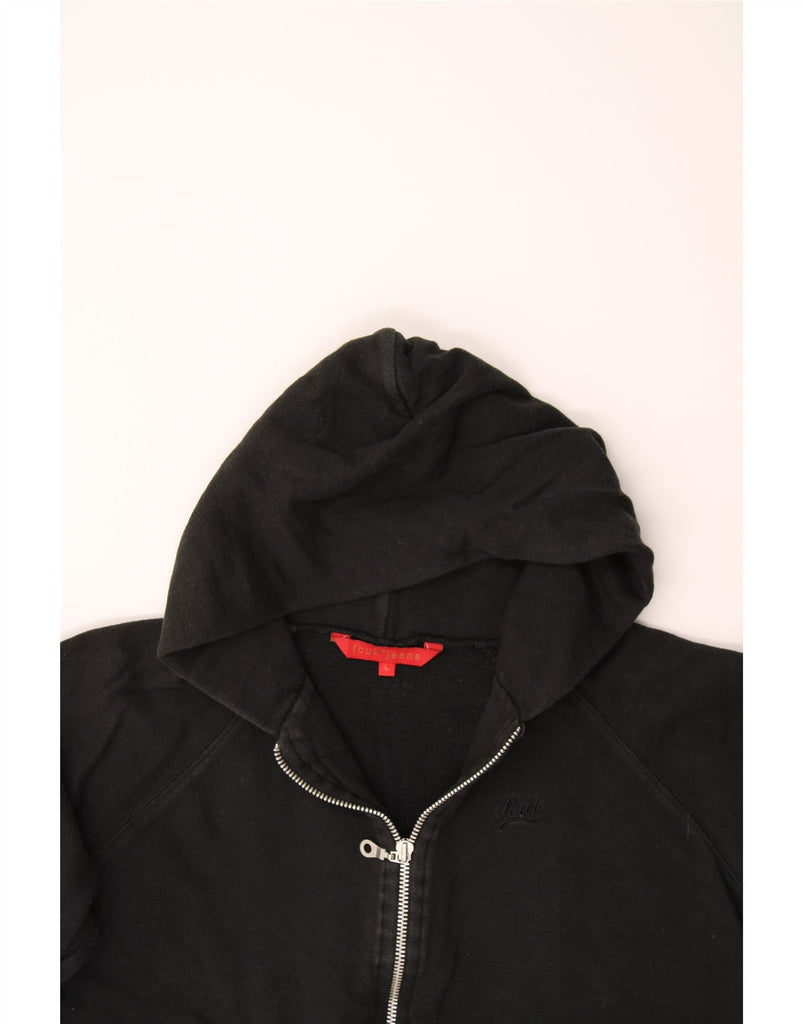 FCUK Womens Zip Hoodie Sweater UK 16 Large Black Cotton Vintage Fcuk and Second-Hand Fcuk from Messina Hembry 