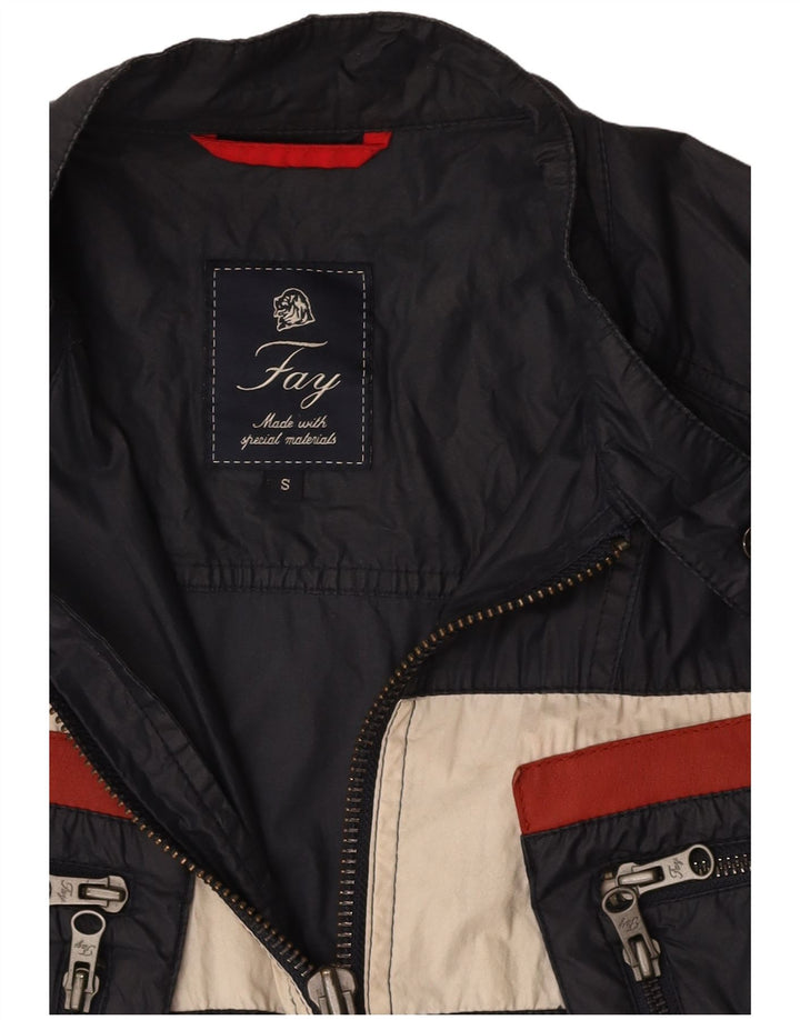 FAY Womens Oversized Utility Jacket UK 10 Small Navy Blue Colourblock